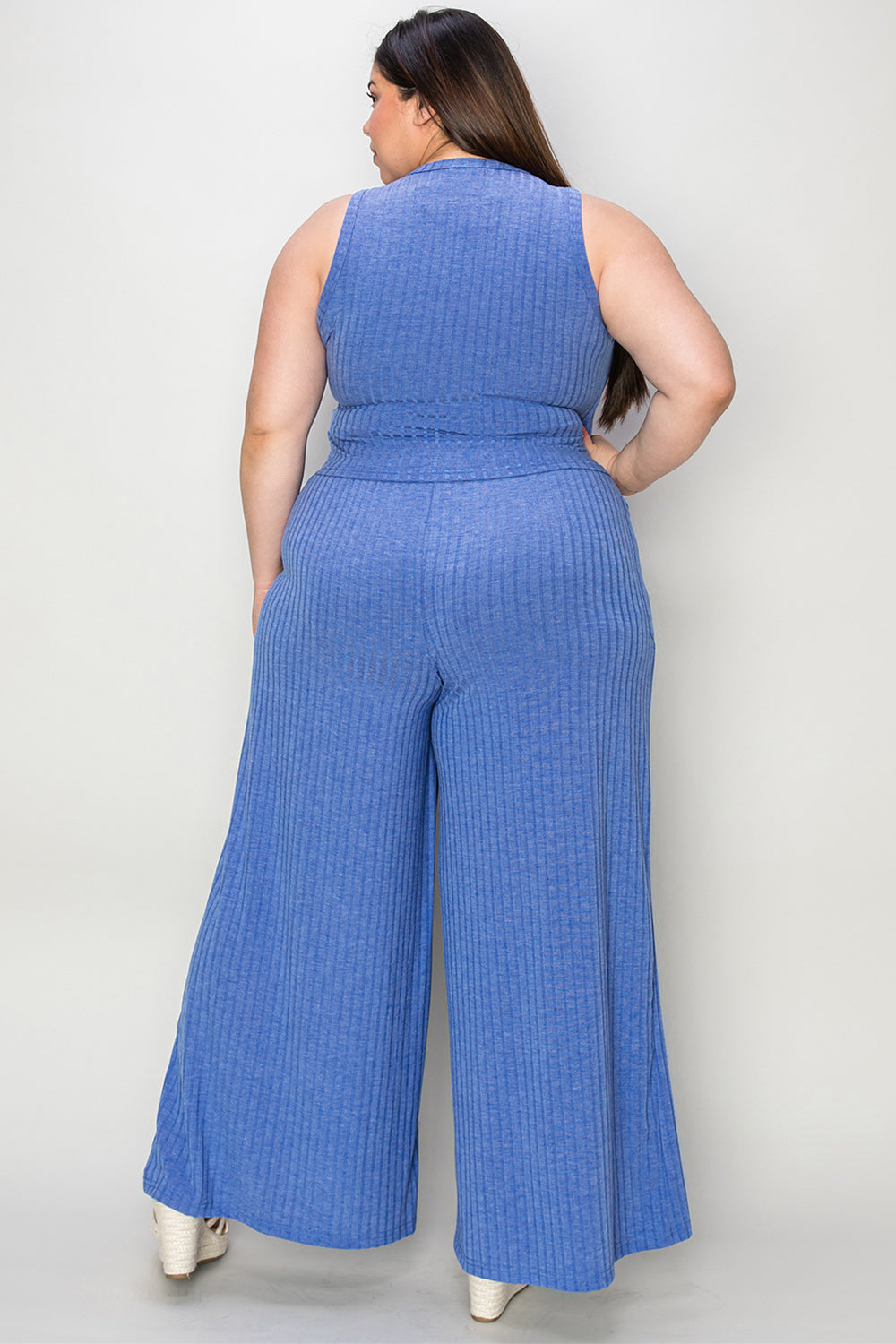 Empire x Basic Bae Full Size Ribbed Tank and Wide Leg Pants Set